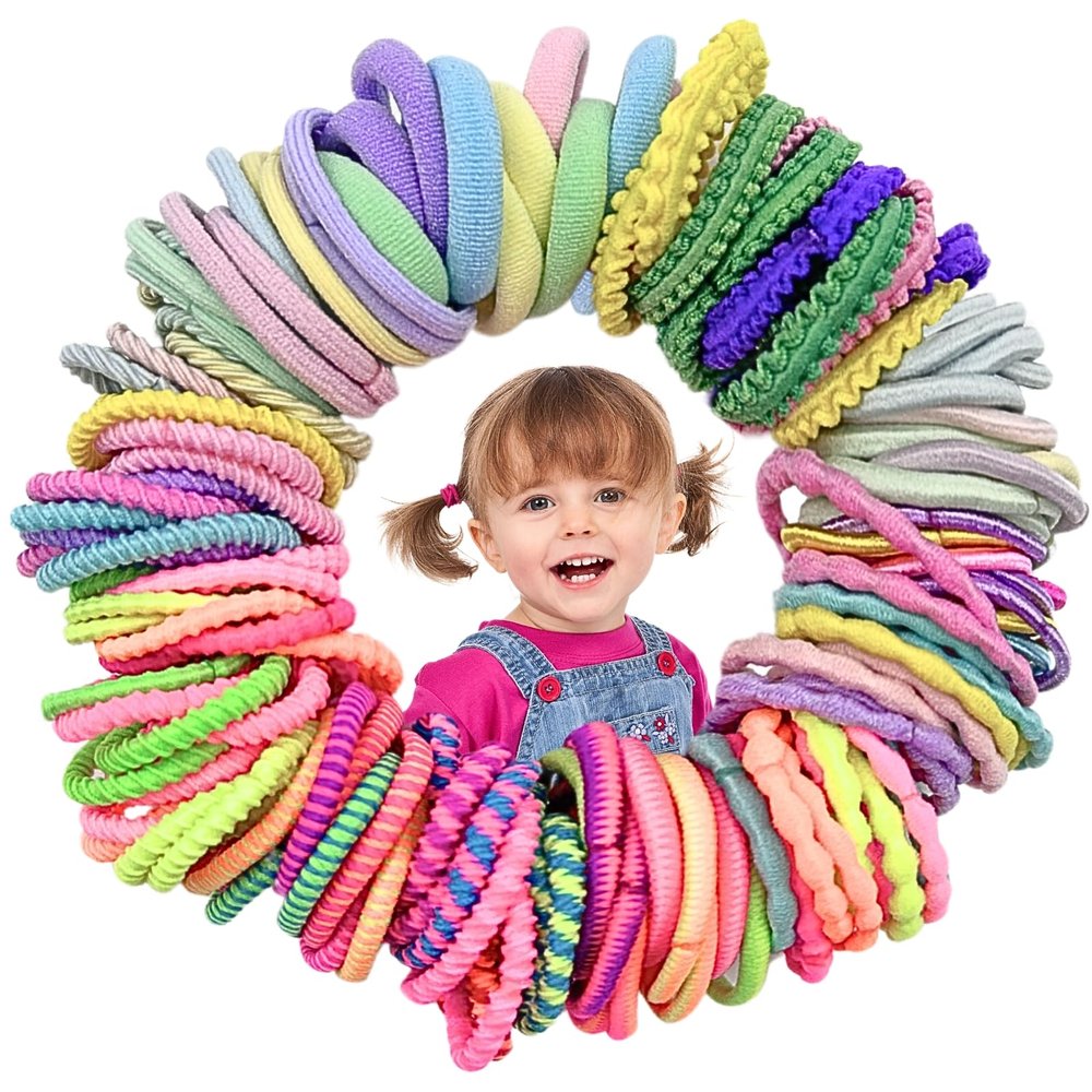 LUFFLOK 150-Piece Multicolor Hair Ties and Scrunchies