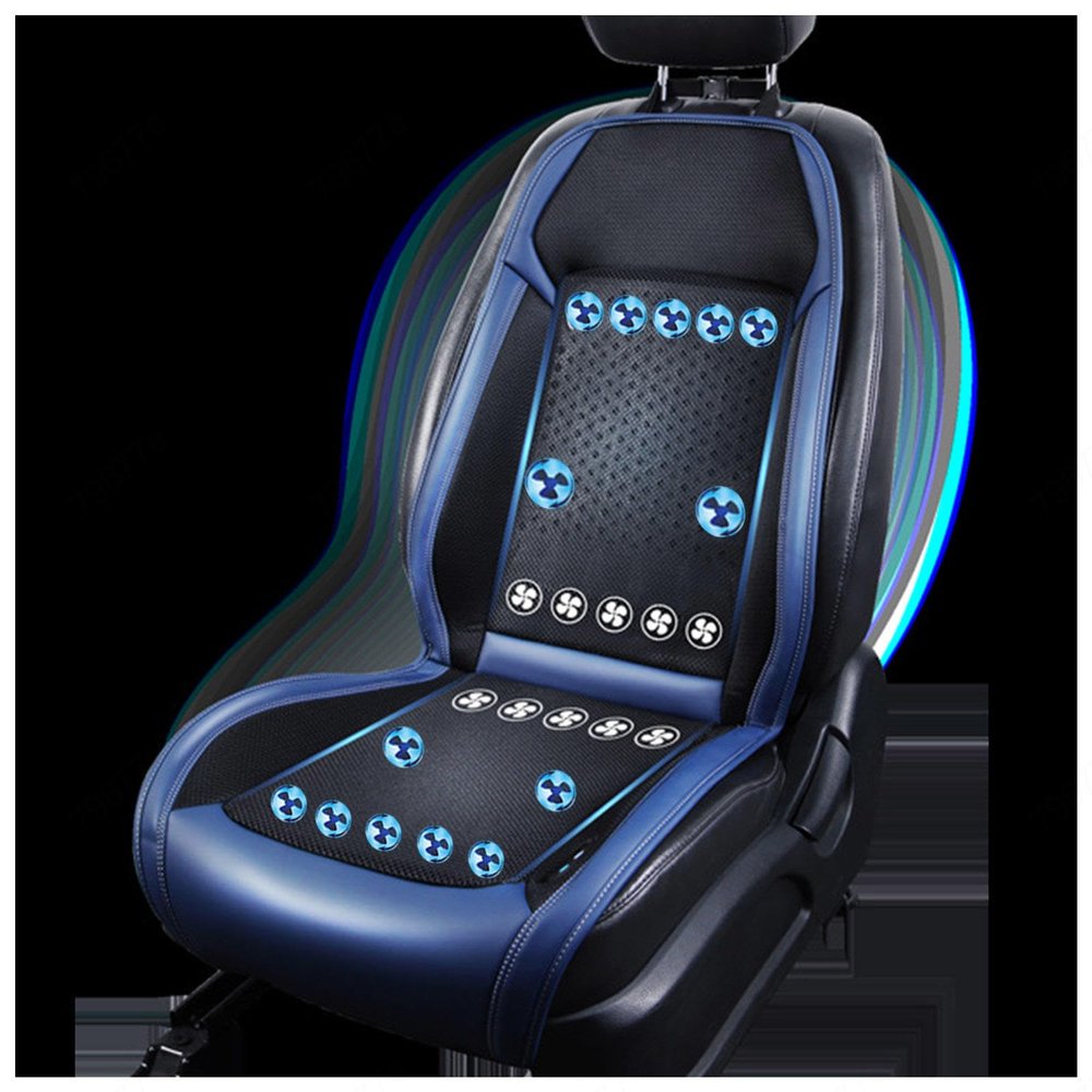 CUCUKAKA Car Seat Cooling Pad, 24 Fans, 3 Speeds, Blue, 24V