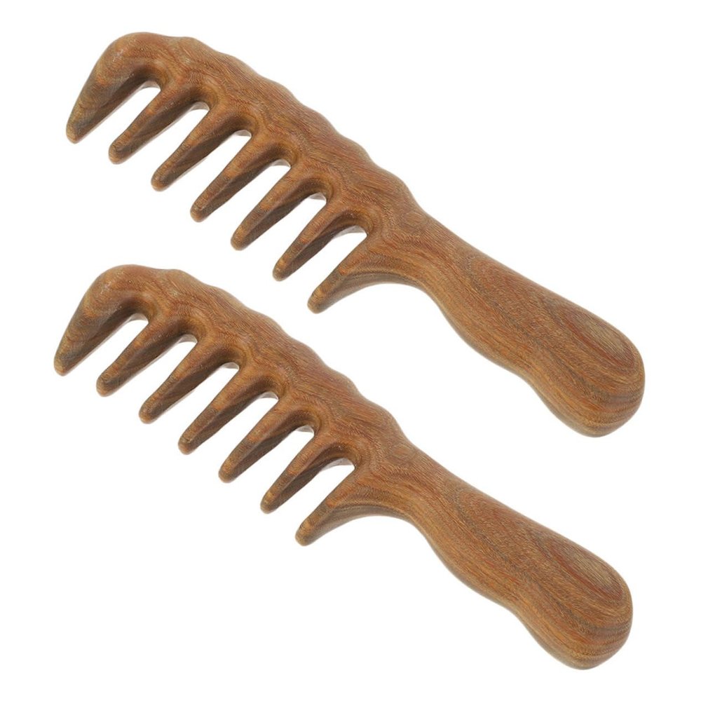VALICLUD 2-Piece Natural Green Sandalwood Massage Comb for Hair Growth and Scalp Relaxation, Handmade and Compact for Travel and Home