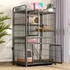 Metal Square-Tube Cat Cage with Platform and Ladder, Black, 78 × 54 × 140 cm view 1