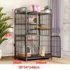 Metal Square-Tube Cat Cage with Platform and Ladder, Black, 78 × 54 × 140 cm view 2