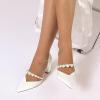 Gycdwjh Women's Closed-Toe Satin Bridal Pumps with Pearl Ankle Strap, Rose Red, EU 35 view 2