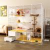 Indoor Cat Enclosure with Enclosed Litter Box, Panoramic Transparency, Front Door, A-147×147×95 cm view 2