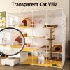 Indoor Cat Enclosure with Enclosed Litter Box, Panoramic Transparency, Front Door, A-147×147×95 cm view 4