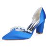 Gycdwjh Women's Closed-Toe Pearl-Trimmed Satin Pumps, Royal Blue, EU 35 view 1