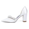 Gycdwjh Women's Closed-Toe Pearl-Trimmed Satin Pumps, Royal Blue, EU 35 view 3