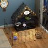 2-Tier Indoor Small Animal Playpen with Climbing Ladder, Black, 111 × 111 × 92 cm view 1