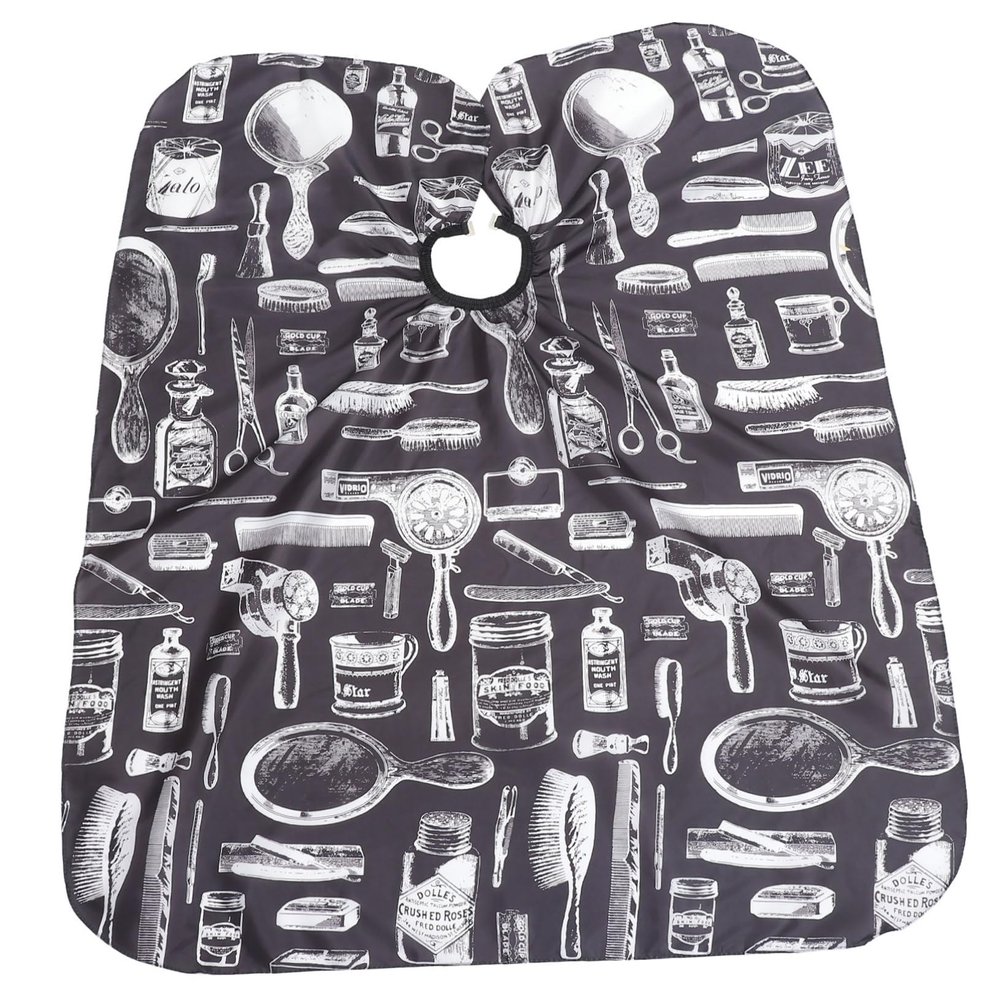 CALLARON Polyester Barber Cape with Mustache Pattern