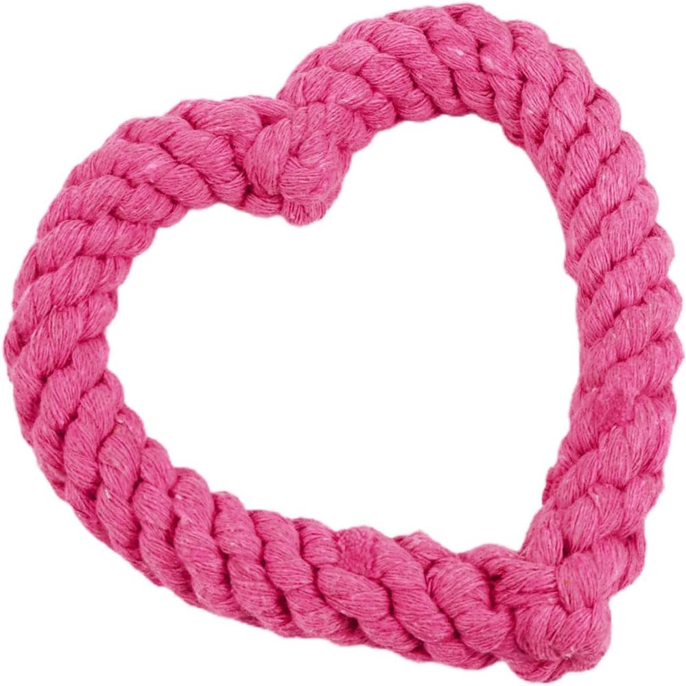 Zhhuoc Pink Heart-Shaped Cotton Rope Toy