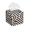 Square Tissue Box Cover, Black Textured PU Leather view 1