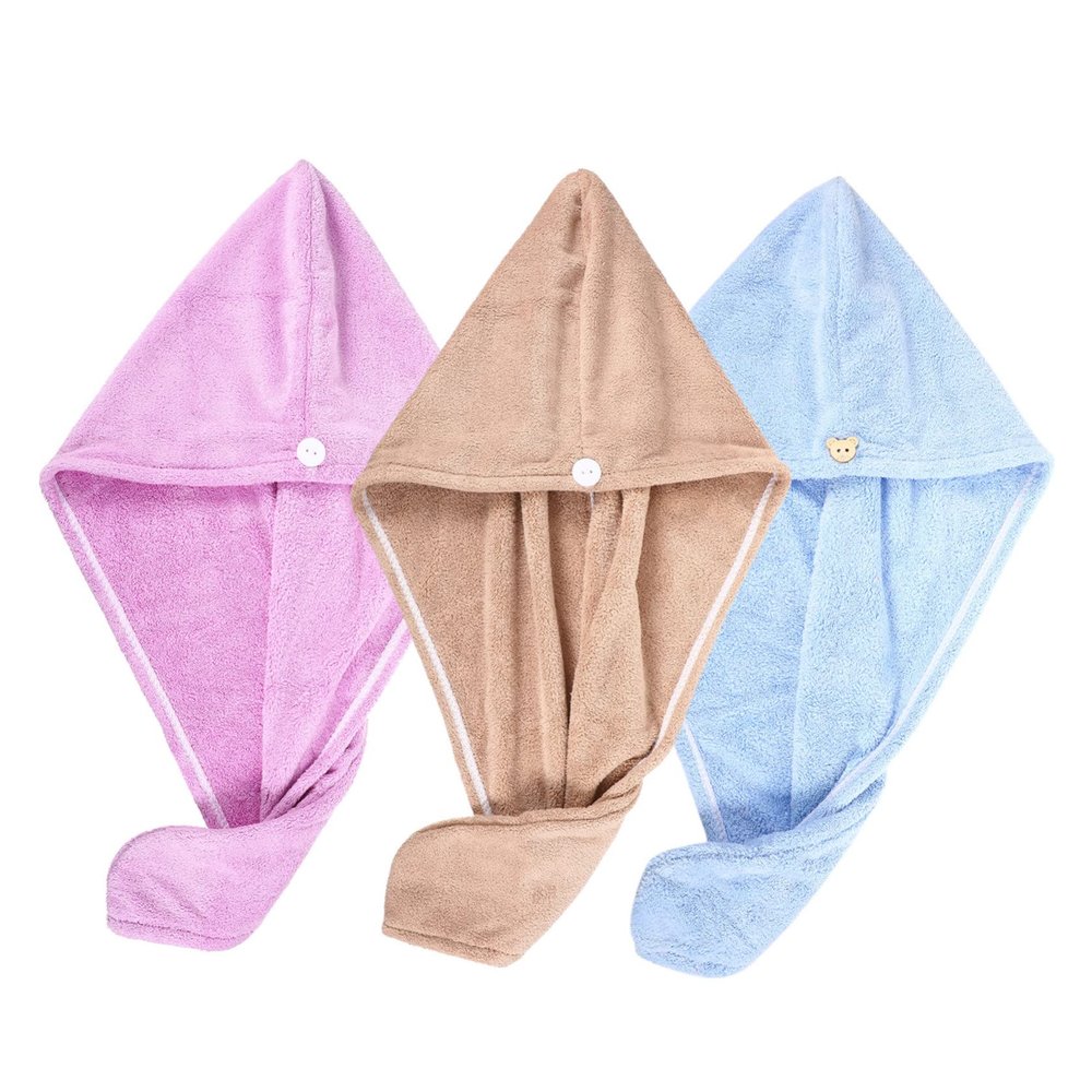 VALICLUD 3-Piece Quick-Drying Hair Towel Turban