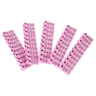 ibasenice Numbered Pink TPU Animal Ear Tags, 100 Pieces, Wear-Resistant and Visible for Sheep and Cattle