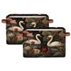 Mexpekil Floral Swan Canvas Storage Baskets, Foldable, 2-Pack view 1