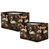 Mexpekil Floral Swan Canvas Storage Baskets, Foldable, 2-Pack view 2