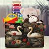 Mexpekil Floral Swan Canvas Storage Baskets, Foldable, 2-Pack view 3