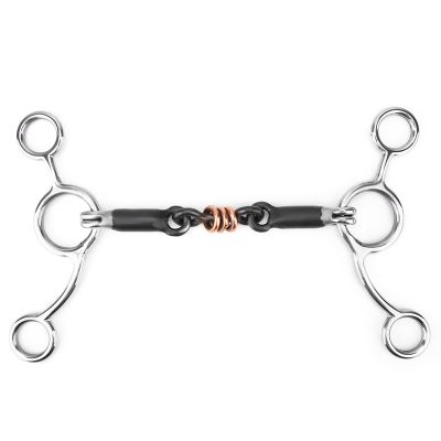Nutrieess Horse Bit, Black Steel Mouth, Loose-Ring Snaffle with D-Ring