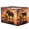 Mexpekil Foldable Storage Basket for Kids, Africa Elephant Family Design view 2