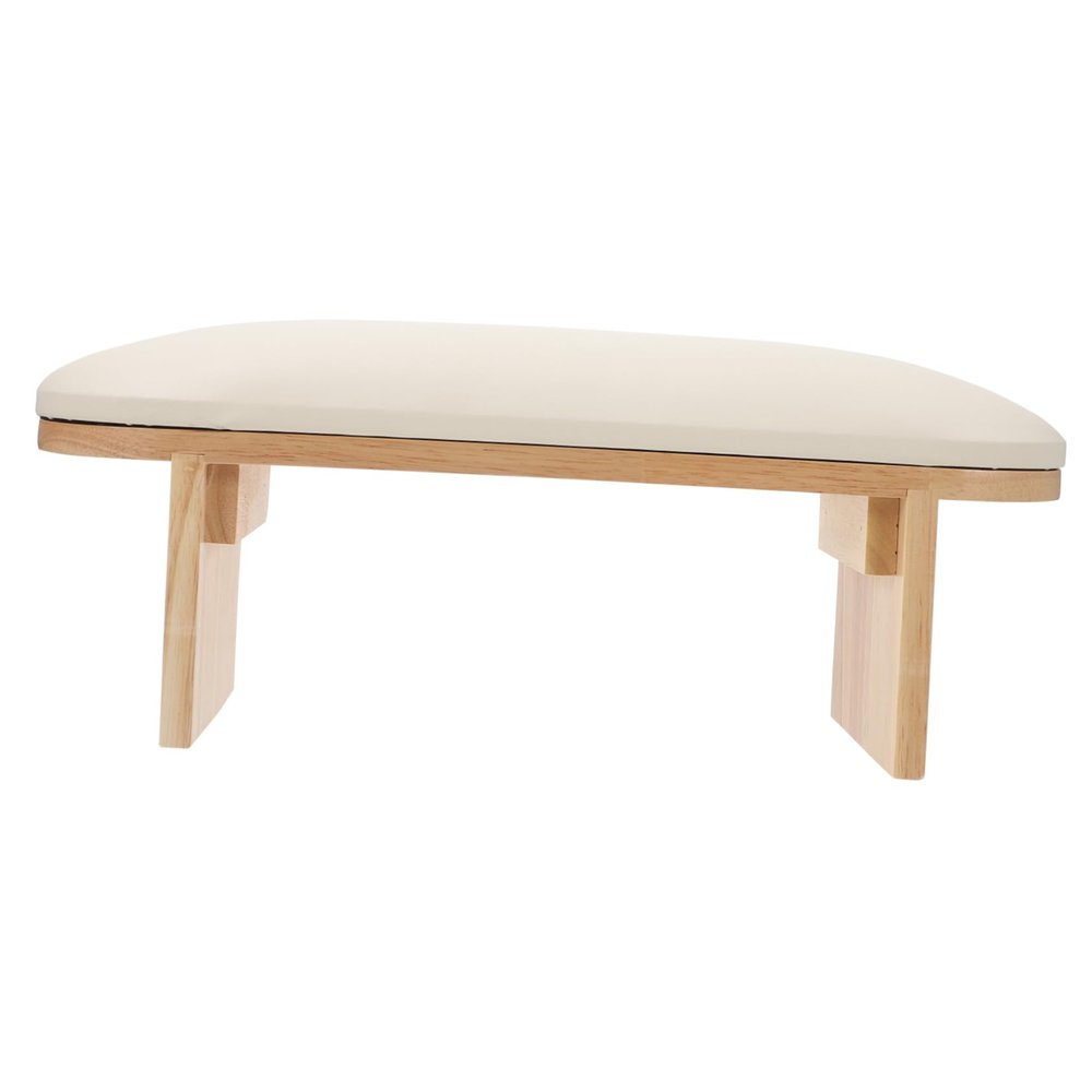Beige PU and Wood Nail Armrest for Manicure and Nail Art
