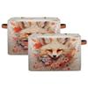 Mexpekil Collapsible Storage Baskets with Floral and Fox Design, 2-Pack view 1