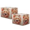 Mexpekil Collapsible Storage Baskets with Floral and Fox Design, 2-Pack view 2