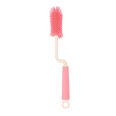 Long-Handle Silicone Baby Bottle Brush, 360-Degree Rotating Straw Cleaner for Travel, Compact Lightweight Design with Non-Slip Grip