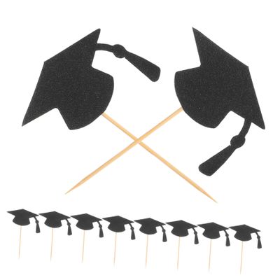 Graduation Cake Toppers, 24-Piece Party Set, Black