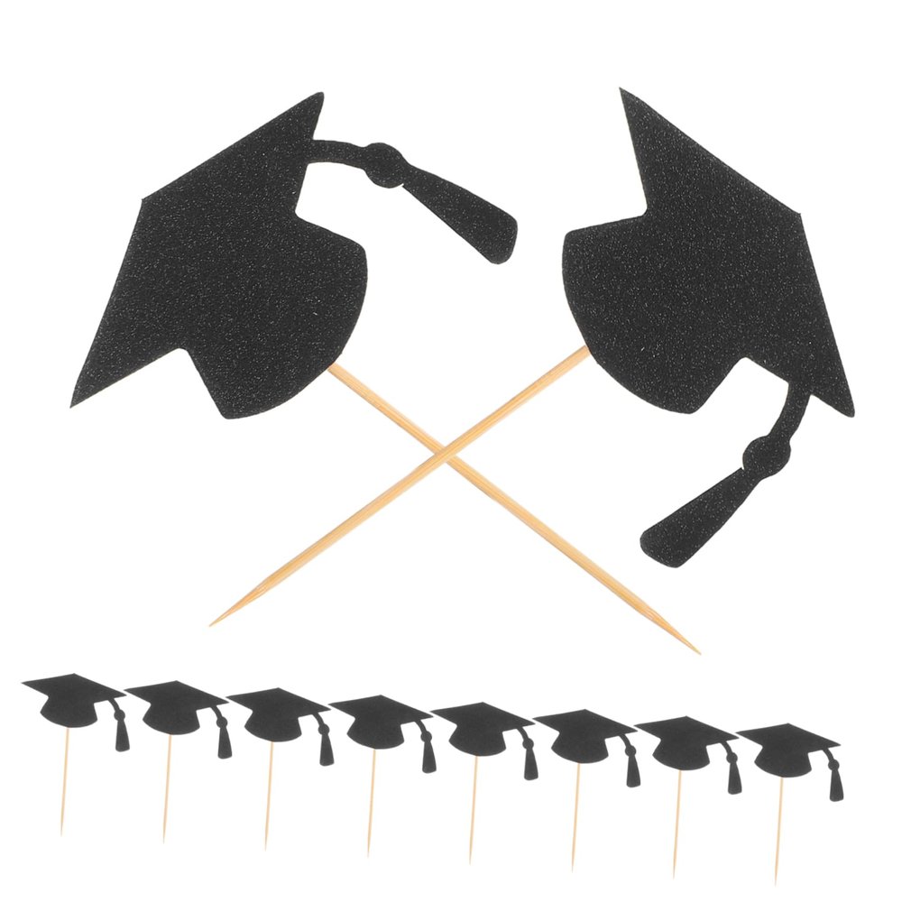 Graduation Cake Toppers, 24-Piece Party Set, Black