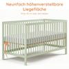 Kids Collective Baby Crib, 60x120 & 70x140 cm, Adjustable Base, Removable Slats, Solid Beech Wood, Green view 4