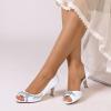 Gycdwjh Women's Royal Blue Satin Rhinestone Bridal Pumps, Mid Kitten Heel, EU 41 view 3