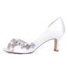 Gycdwjh Women's Royal Blue Satin Rhinestone Bridal Pumps, Mid Kitten Heel, EU 41 view 4