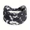 Boho Stretch Headband with Paisley Pattern, White-Black view 1