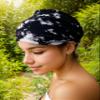Boho Stretch Headband with Paisley Pattern, White-Black view 2