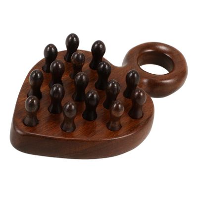 Brown Wooden Wide-Tooth Massage Comb