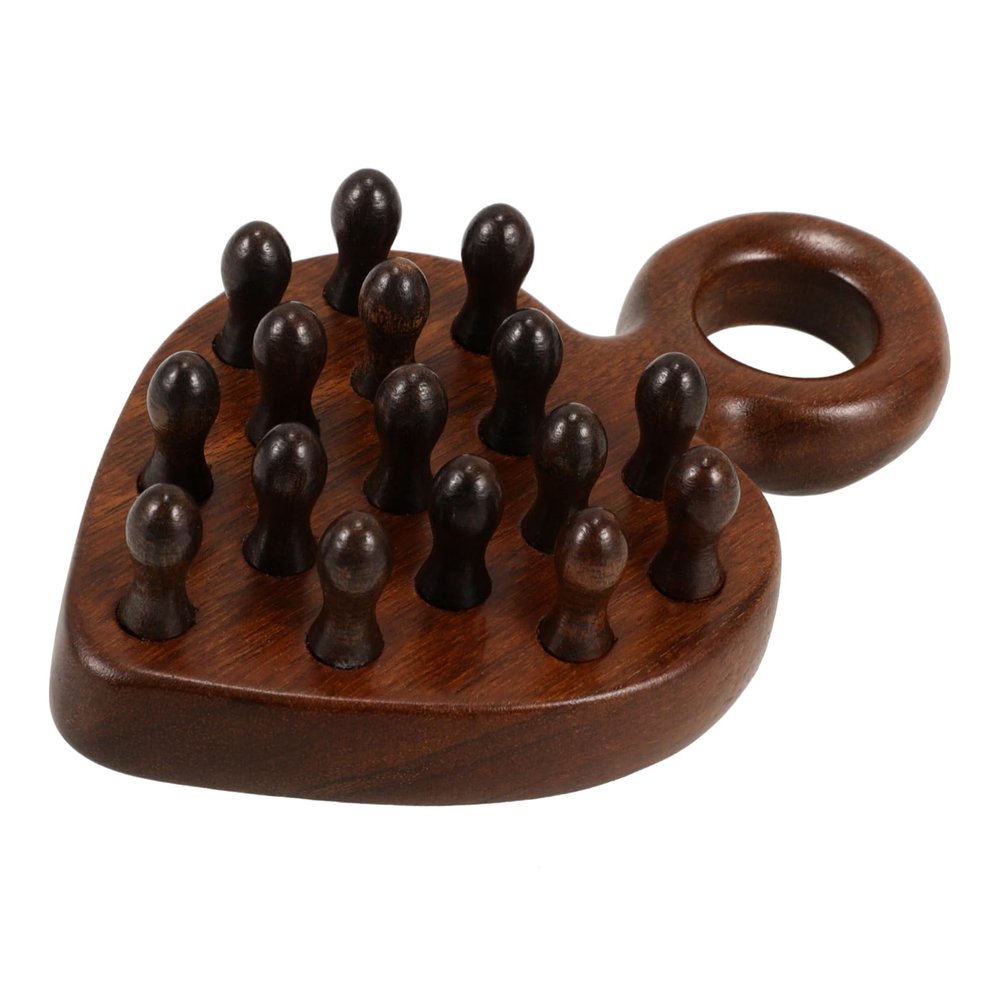 Brown Wooden Wide-Tooth Massage Comb