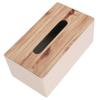 Hoement Elegant PU Leather and Solid Wood Tissue Box, Rectangular Tissue Dispenser with Storage view 1