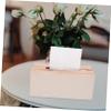 Hoement Elegant PU Leather and Solid Wood Tissue Box, Rectangular Tissue Dispenser with Storage view 4