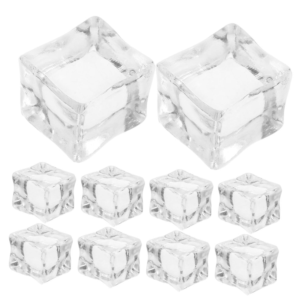 ULTECHNOVO 20-Piece Square Acrylic Artificial Ice Cubes for Kitchen Decor, Photo Props, and Vase Filler