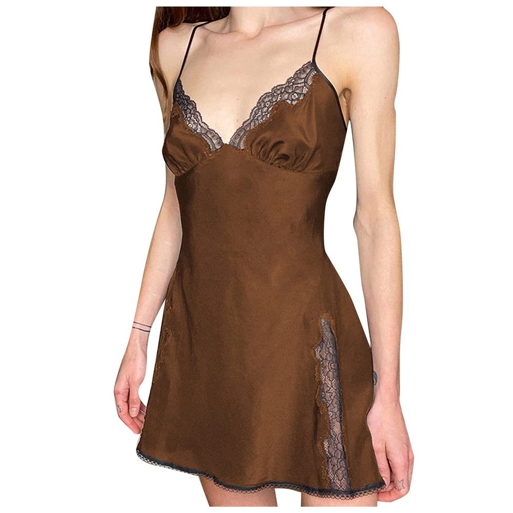 Sexy Satin Lace Nightgown for Women