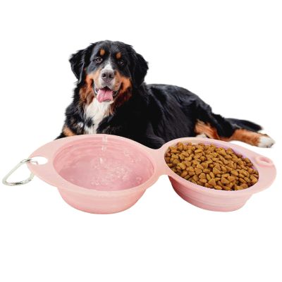 Travel Dog Bowls for Food and Water, Double Bowl