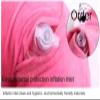 U-Shaped Inflatable Neck Pillow, Travel Pillow for Airplanes, Gray/Pink view 3