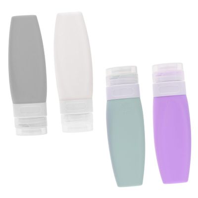 DONFAMDS Silicone Travel Bottles, Space-Saving and Lightweight, 4-Pack, Refillable, Leak-Resistant, for Shampoo and Lotion