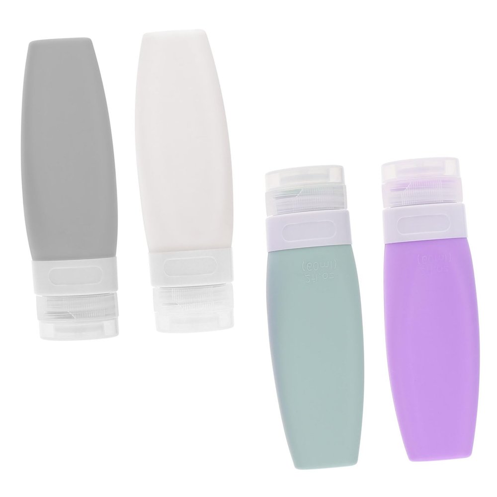 DONFAMDS Silicone Travel Bottles, Space-Saving and Lightweight, 4-Pack, Refillable, Leak-Resistant, for Shampoo and Lotion