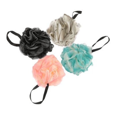 PACKOVE 4-Pack Exfoliating Bath Poufs for Body Cleansing, Soft Shower Loofahs
