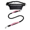 Zymjzbetic Hands-Free Dog Running Leash with Zipper Pouch, Elastic Bungees and Retractable Rope, Pink view 1