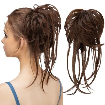 Namzi Messy Curly Bun Hair Extension, Light Mahogany 1