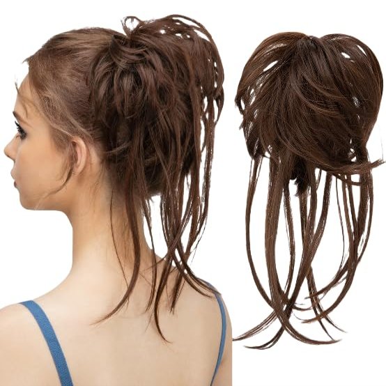 Namzi Messy Curly Bun Hair Extension, Light Mahogany 1