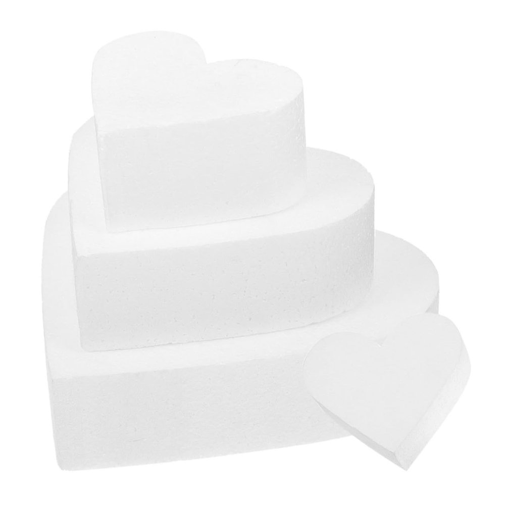 Homoyoyo 4-Piece Foam Cake Dummy Set, Heart-Shaped Cake Models