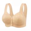 Guhmomh Women's Seamless Wireless Bras, 2-Pack, Push-Up Front Closure, Lifting, Anti-Sagging, Classic Comfortable Sleep Bustier, Wide Straps, Breathable T-Shirt Bralette, Beige/Purple, Size 38 view 2