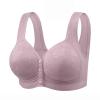 Guhmomh Women's Seamless Wireless Bras, 2-Pack, Push-Up Front Closure, Lifting, Anti-Sagging, Classic Comfortable Sleep Bustier, Wide Straps, Breathable T-Shirt Bralette, Beige/Purple, Size 38 view 3