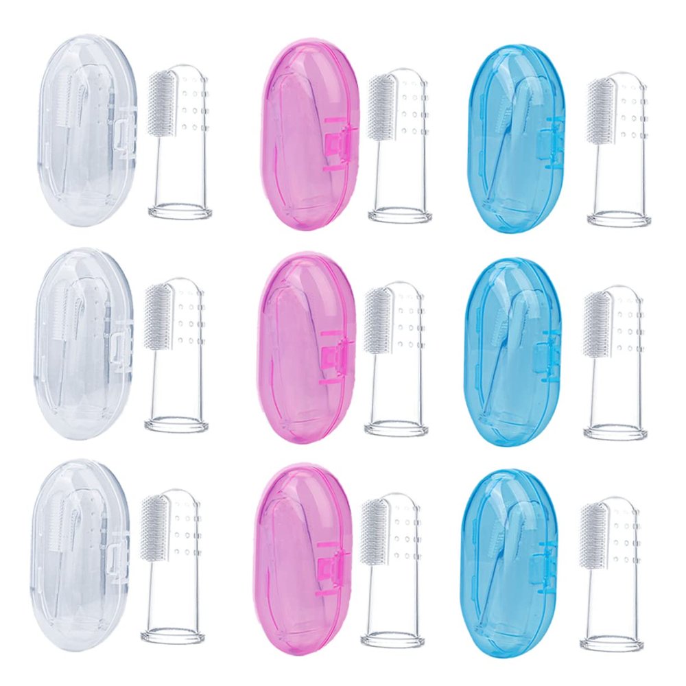 DEARMAMY 9-Piece BPA-Free Silicone Finger Toothbrush Set for Babies